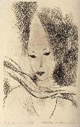 Marie Laurencin Woman wearing the big hat oil